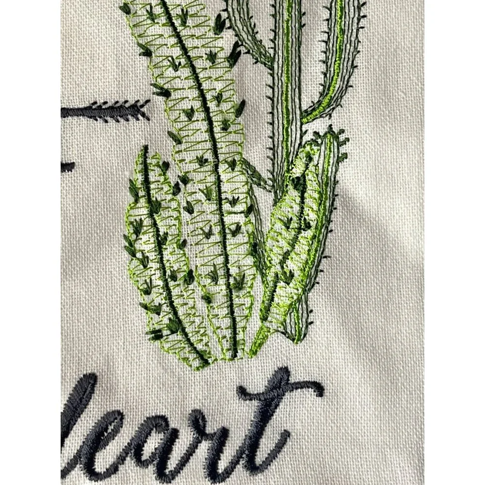 Cypress Set Of 4 Cactus Embroidered Cotton Tea Towels 18x24 & 26x19 Gift NWT